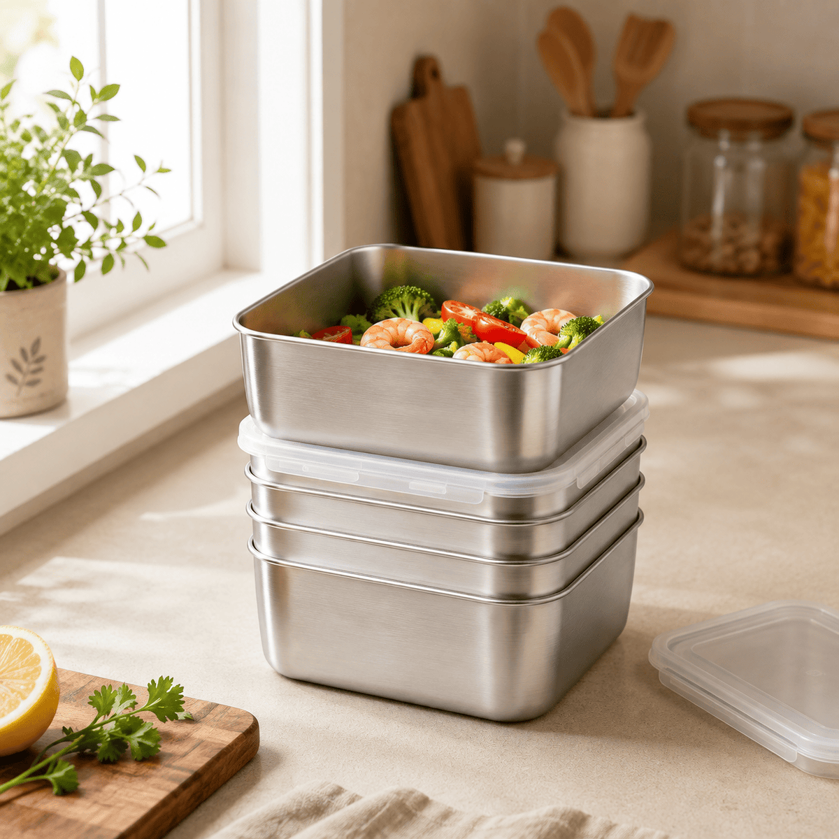 Flexi Maison Boîte Repas A Emporter Sans Couvercle Rectangulaire