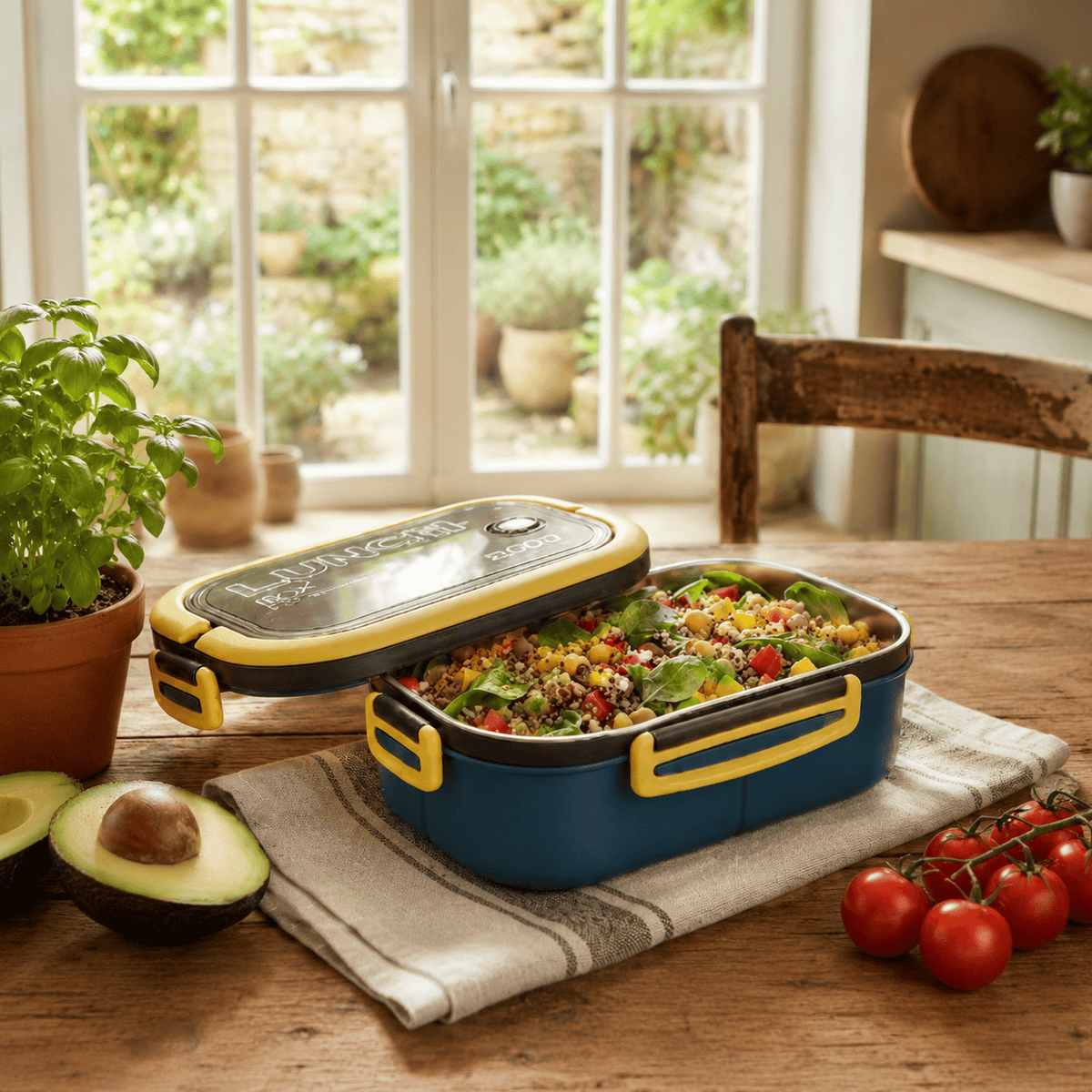 Flexi Maison Boîte Repas Double Couche Avec Couverts