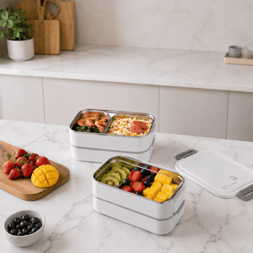 Flexi Maison Boîte Repas Double Couche Blanc