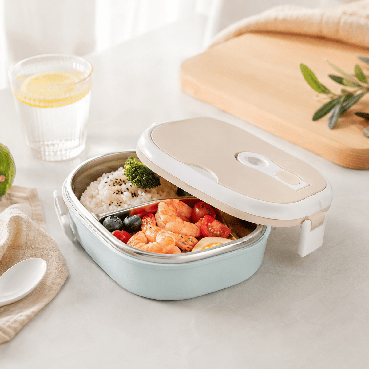 Flexi Maison Boîte Repas En Acier Inoxydable Ovale