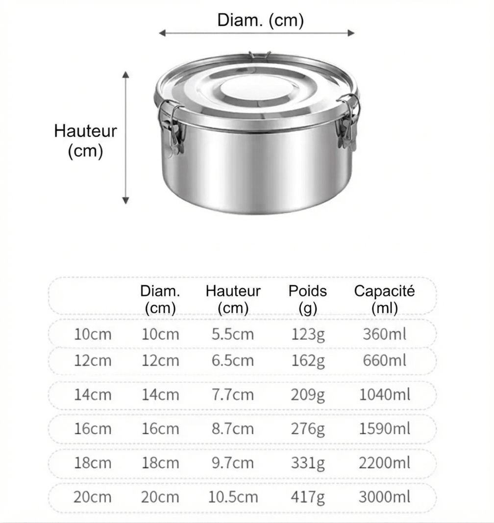 Flexi Maison Boîte Repas En Inox Ronde