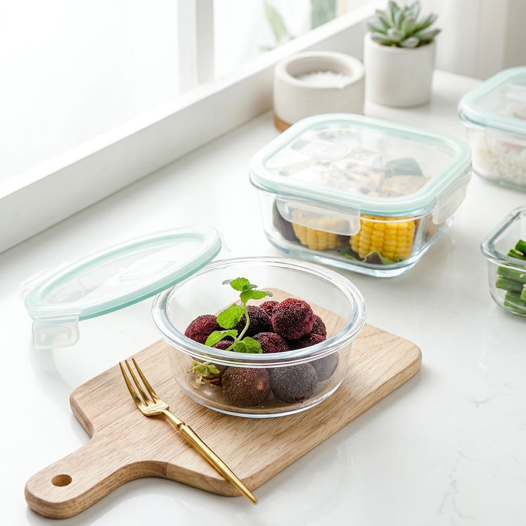 Flexi Maison Boîte Repas Ronde En Verre Borosilicaté