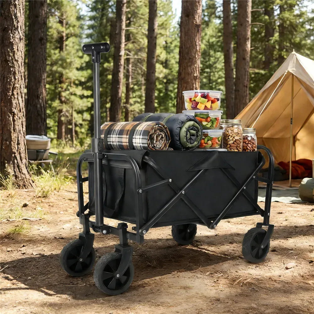 Flexi Maison Chariot de camping pliable noir à roues tout-terrain