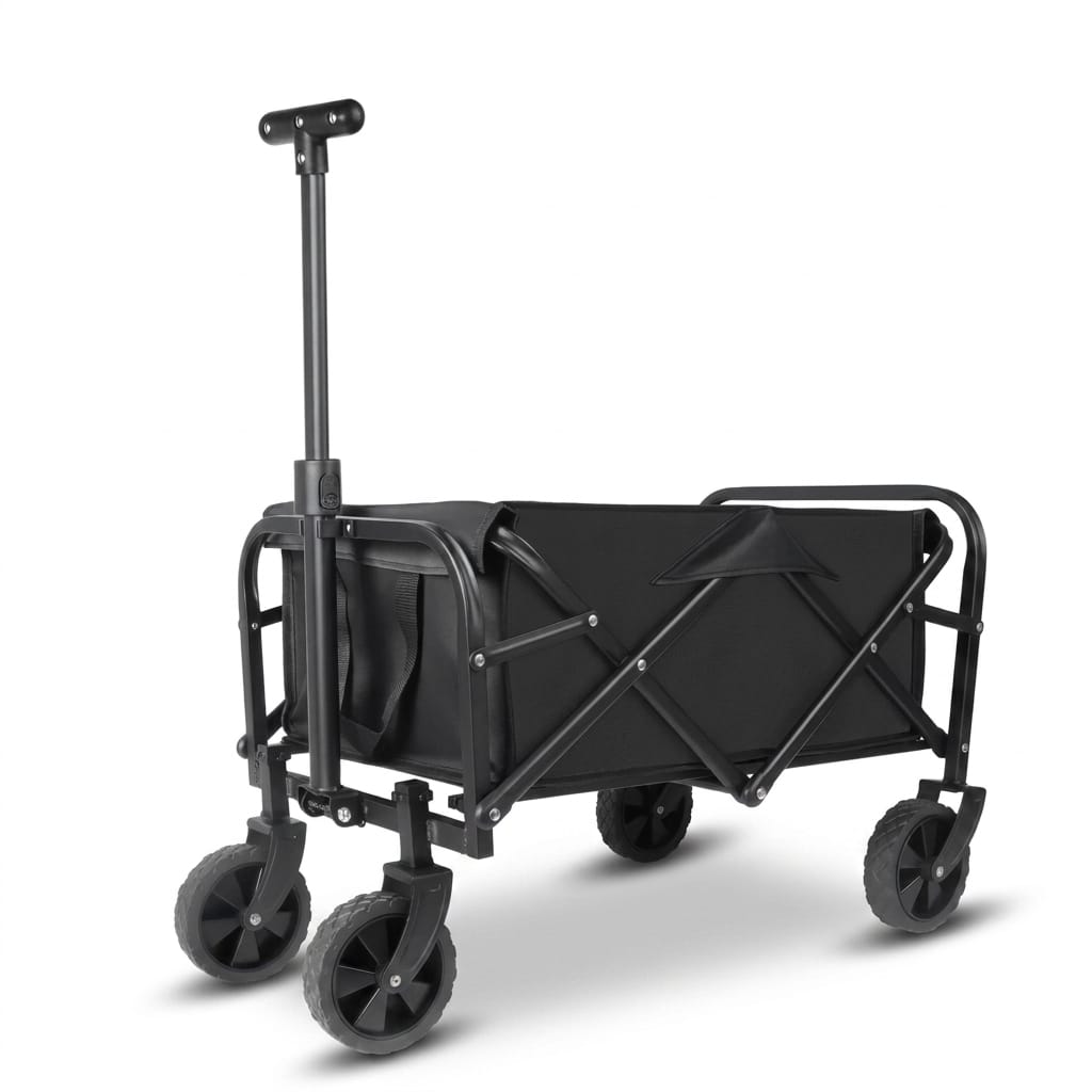 Flexi Maison Chariot de camping pliable noir à roues tout-terrain