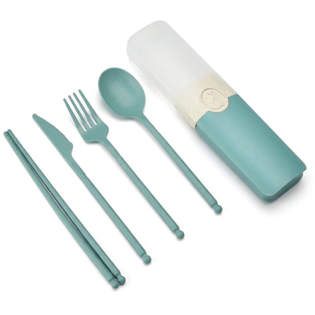 Flexi Maison Couverts De Voyage En Paille De Blé Avec Étui