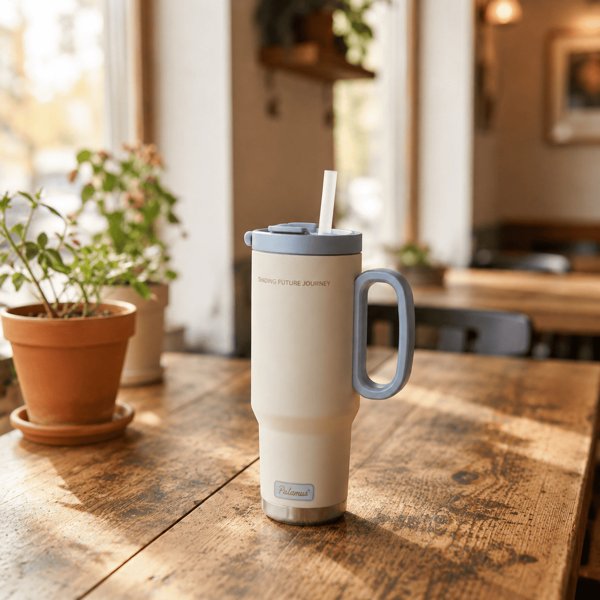 Flexi Maison Gourde Isotherme Acier Inoxydable Avec Paille Et Poignée