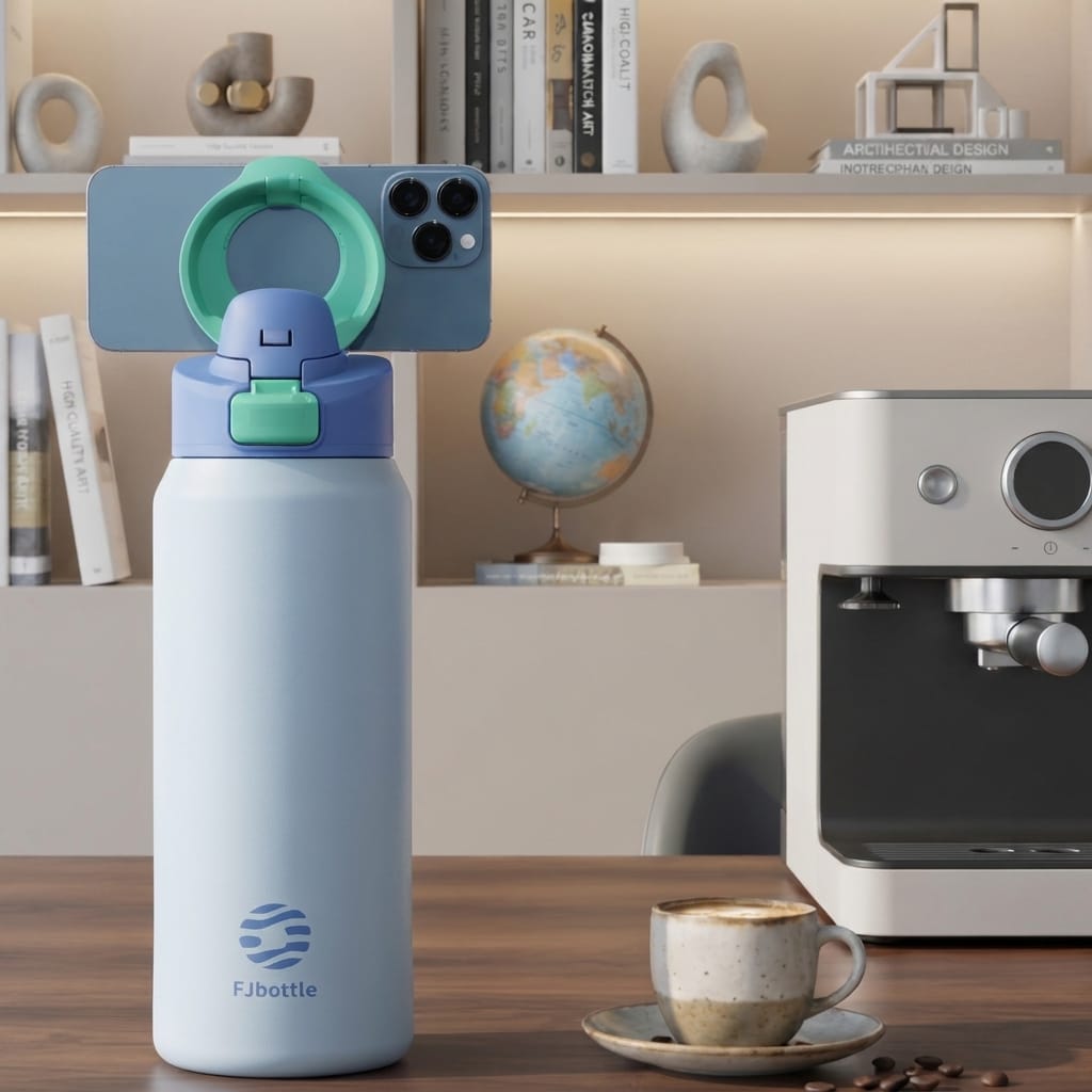 Flexi Maison Gourde isotherme en inox avec support téléphone magnétique