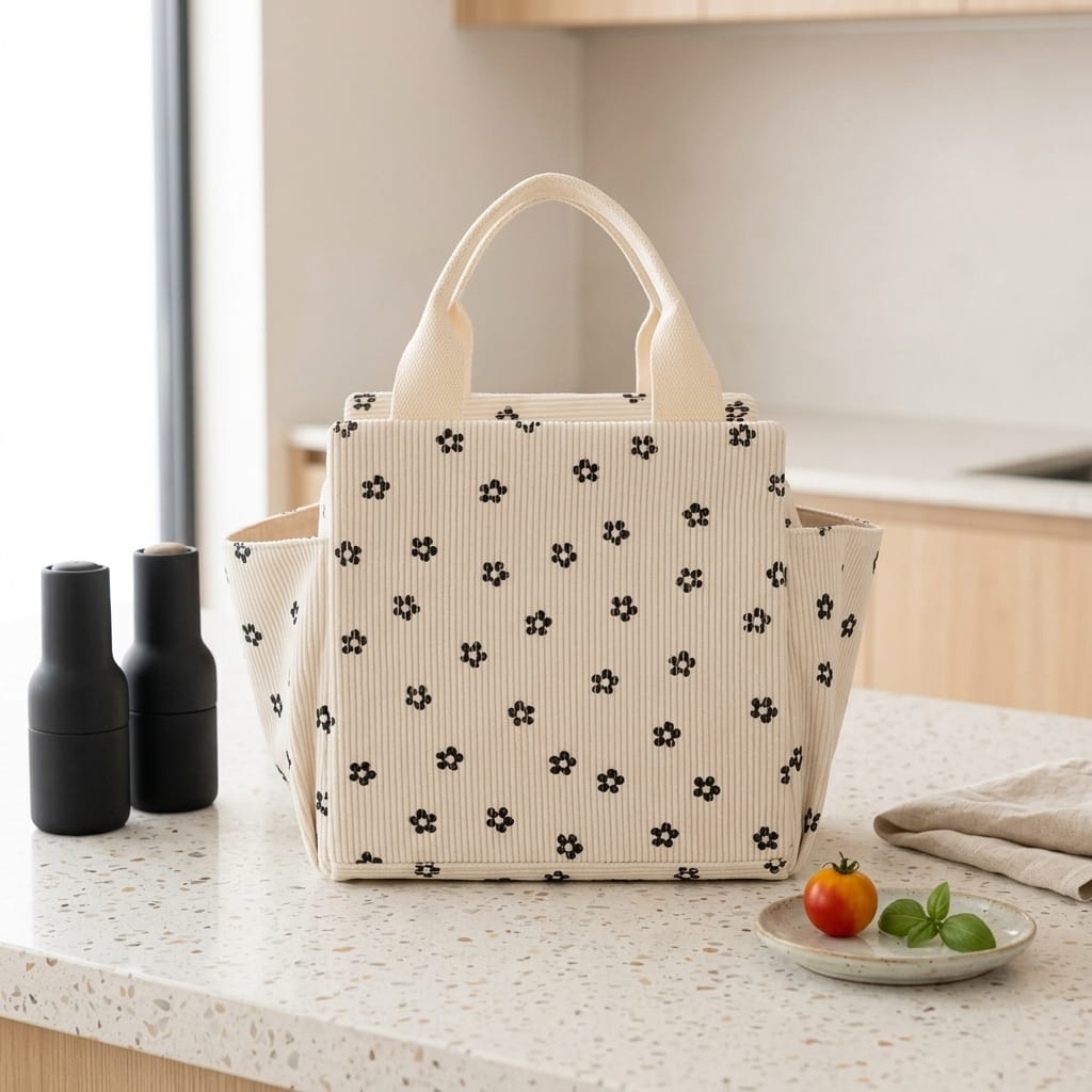 Flexi Maison Lunch Bag Isotherme En Velours Côtelé