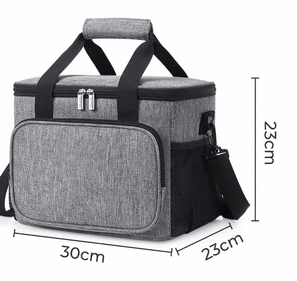 Flexi Maison Lunch Bag Isotherme Gris En Tissu Oxford