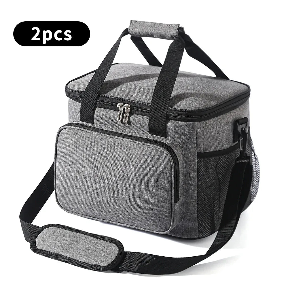 Flexi Maison Lunch Bag Isotherme Gris En Tissu Oxford