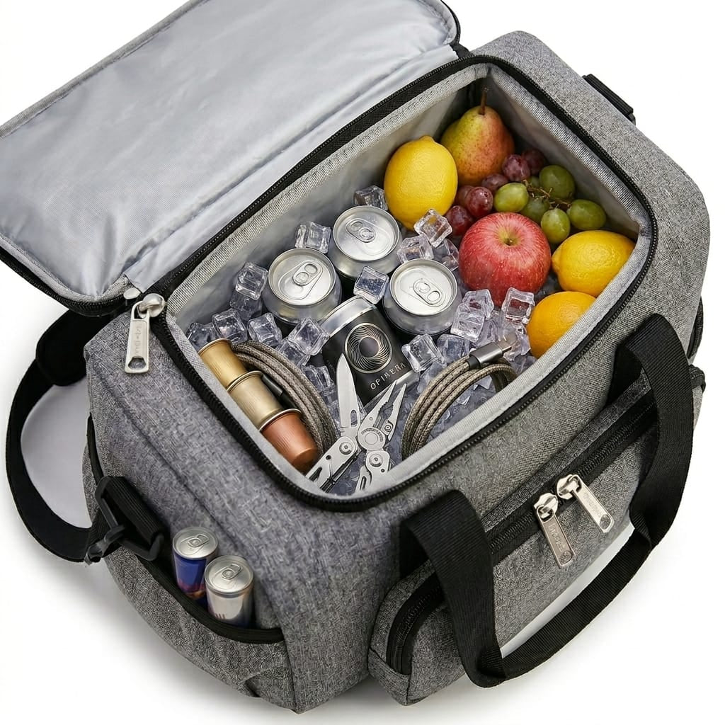 Flexi Maison Lunch Bag Isotherme Gris En Tissu Oxford