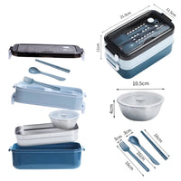 Flexi Maison Lunch Box Double Couche Inox avec Couverts et Accessoires