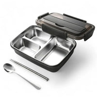 Flexi Maison Lunch Box en Acier Inoxydable avec Couverts