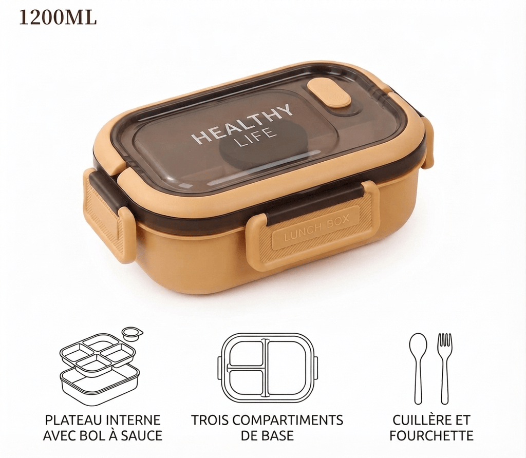 Flexi Maison Lunch Box En Plastique Compartimentée Avec Couverts