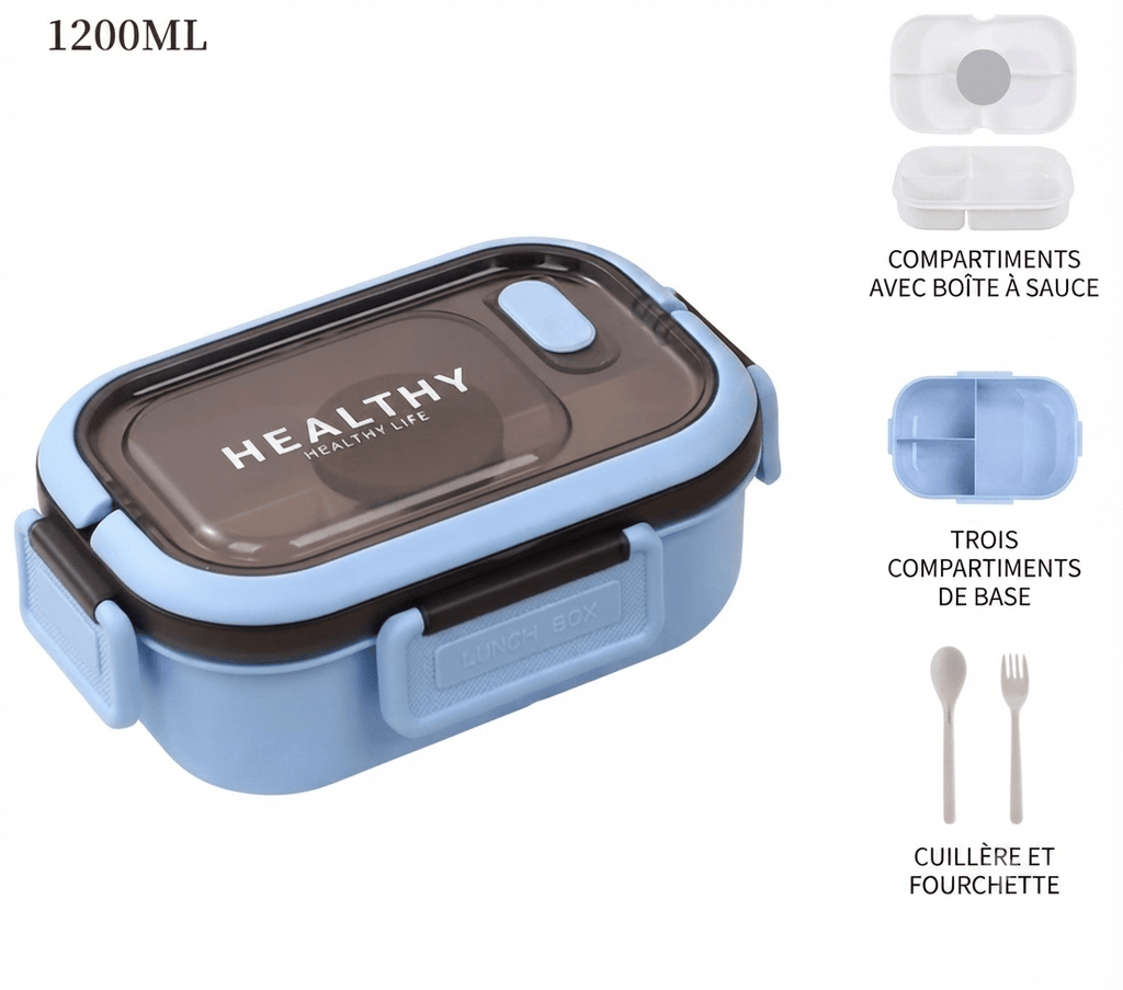 Flexi Maison Lunch Box En Plastique Compartimentée Avec Couverts