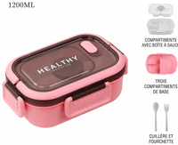 Flexi Maison Lunch Box En Plastique Compartimentée Avec Couverts