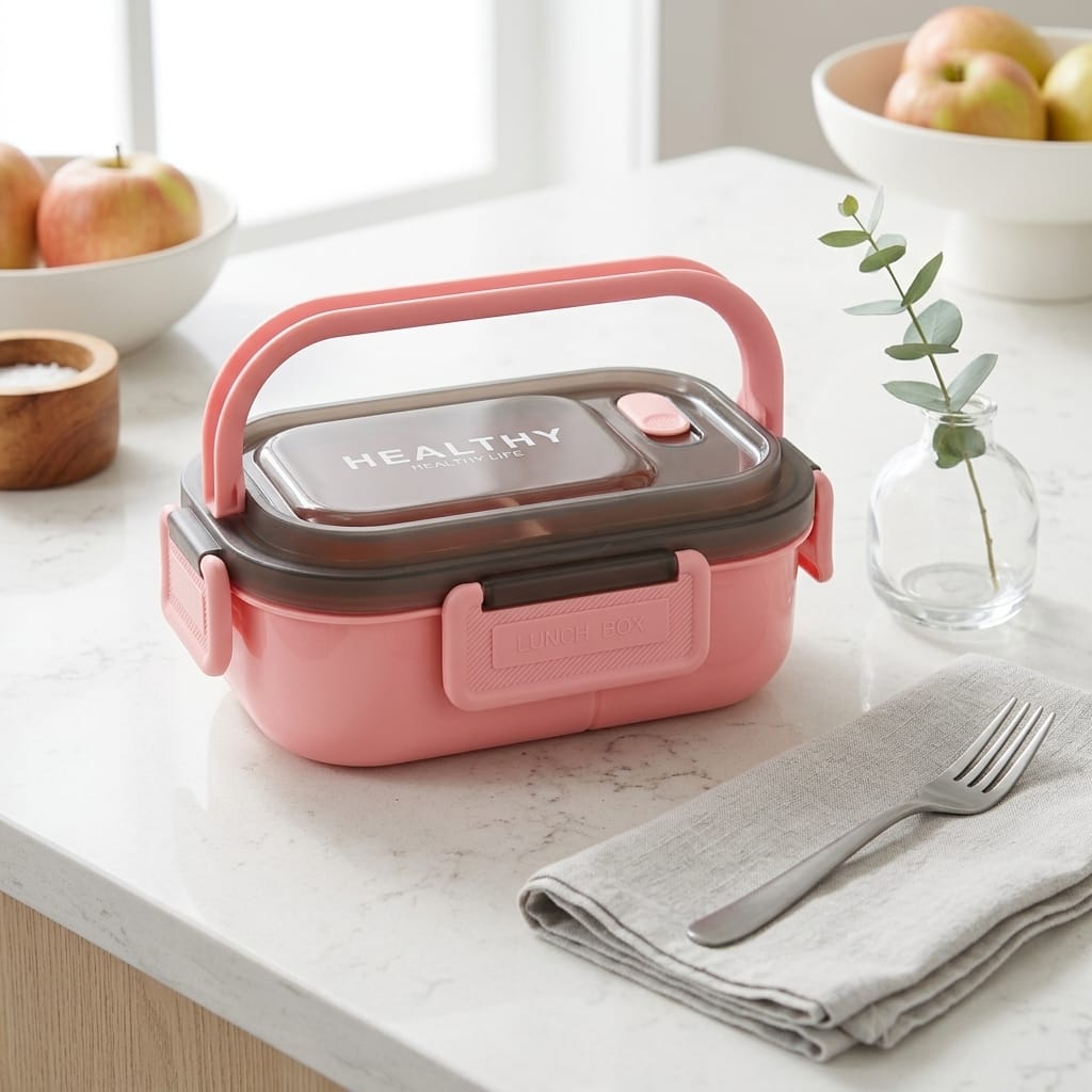 Flexi Maison Lunch Box En Plastique Compartimentée Avec Couverts