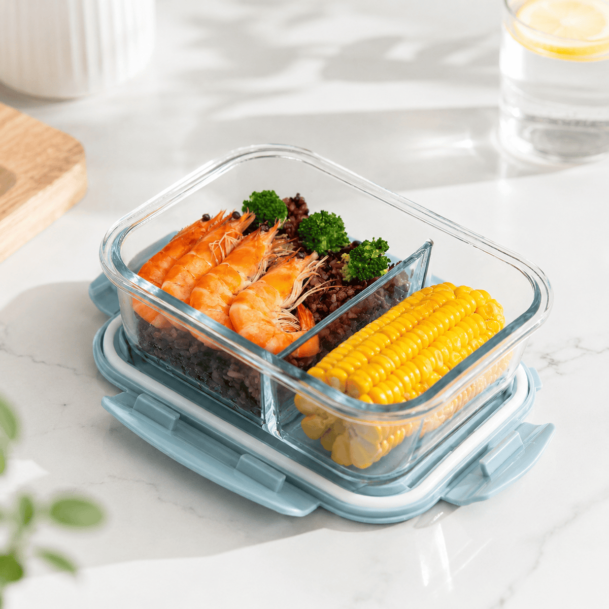 Flexi Maison Lunch Box En Verre Compartimentée