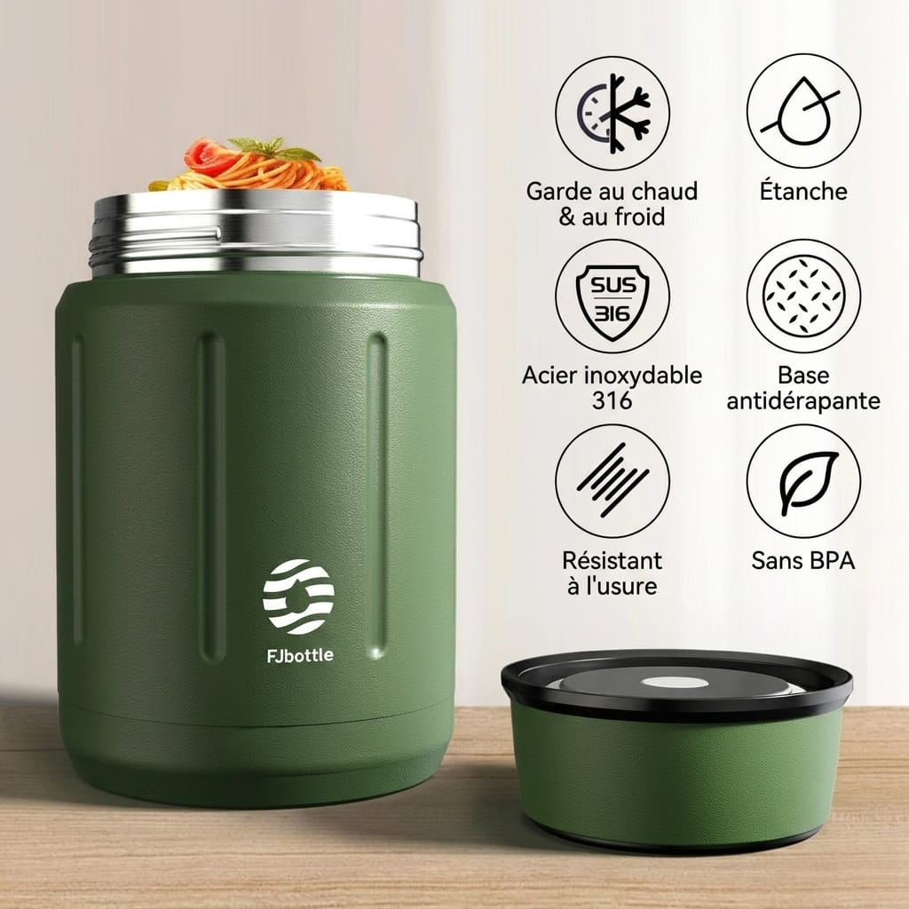 Flexi Maison Lunch Box Isotherme en Acier Inoxydable