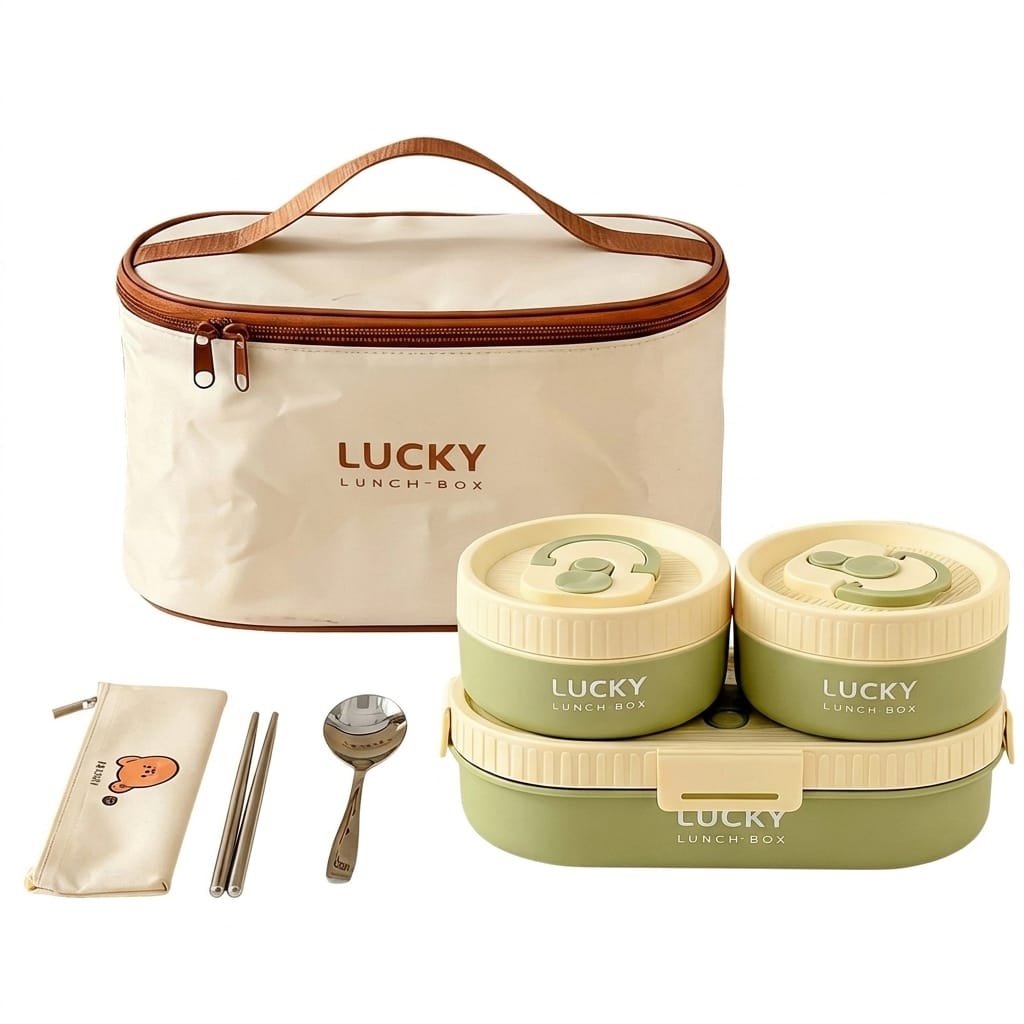 Flexi Maison Lunch Box Isotherme Inox avec Sac et Couverts