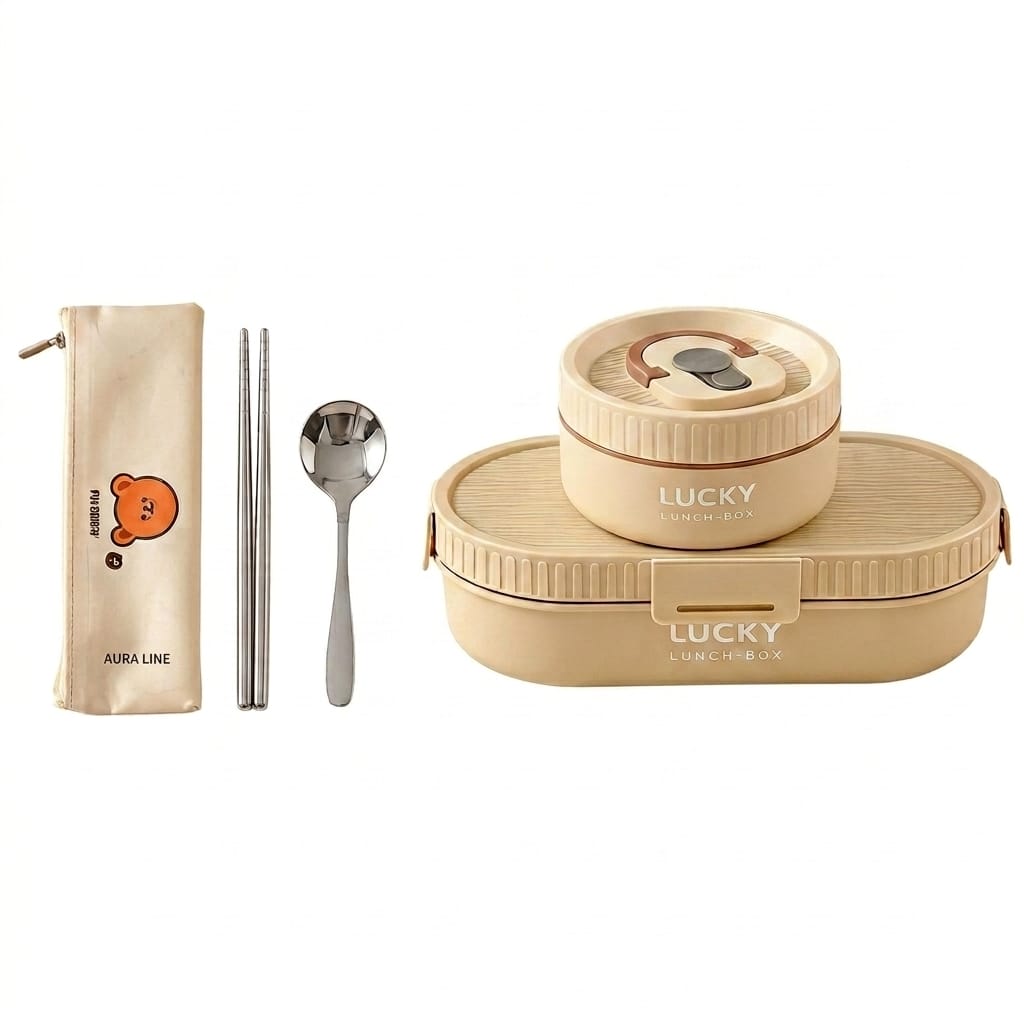 Flexi Maison Lunch Box Isotherme Inox avec Sac et Couverts