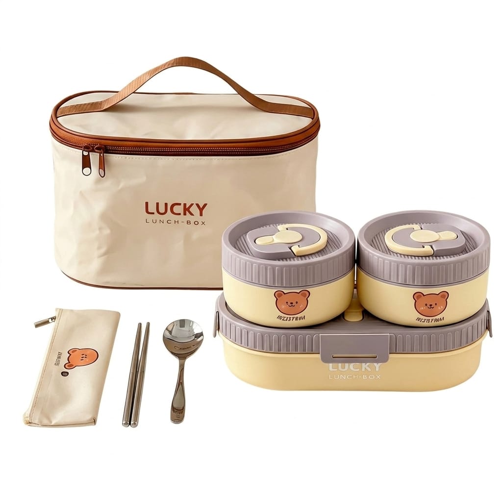 Flexi Maison Lunch Box Isotherme Inox avec Sac et Couverts