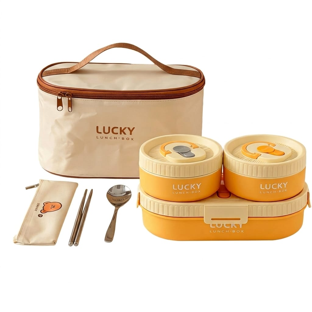 Flexi Maison Lunch Box Isotherme Inox avec Sac et Couverts