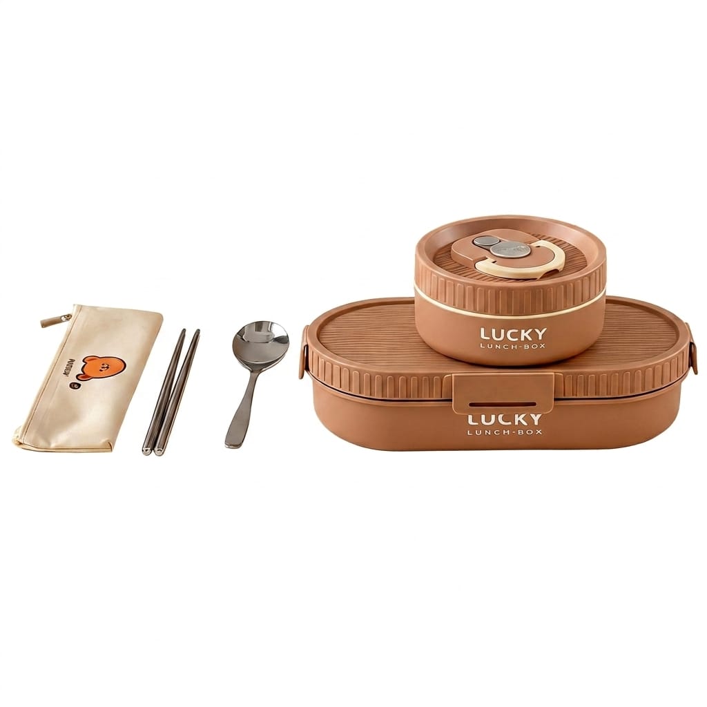 Flexi Maison Lunch Box Isotherme Inox avec Sac et Couverts