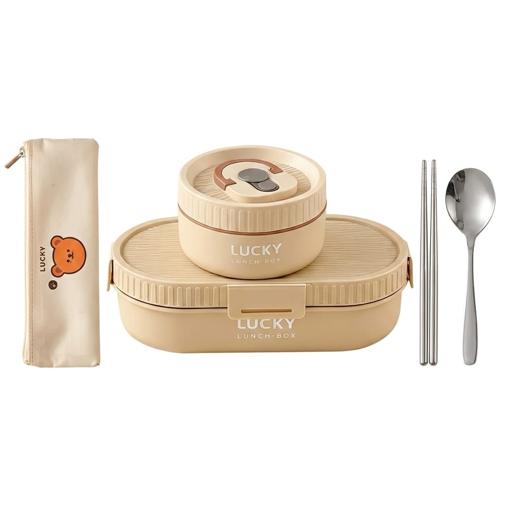 Flexi Maison Lunch Box Isotherme Inox avec Sac et Couverts