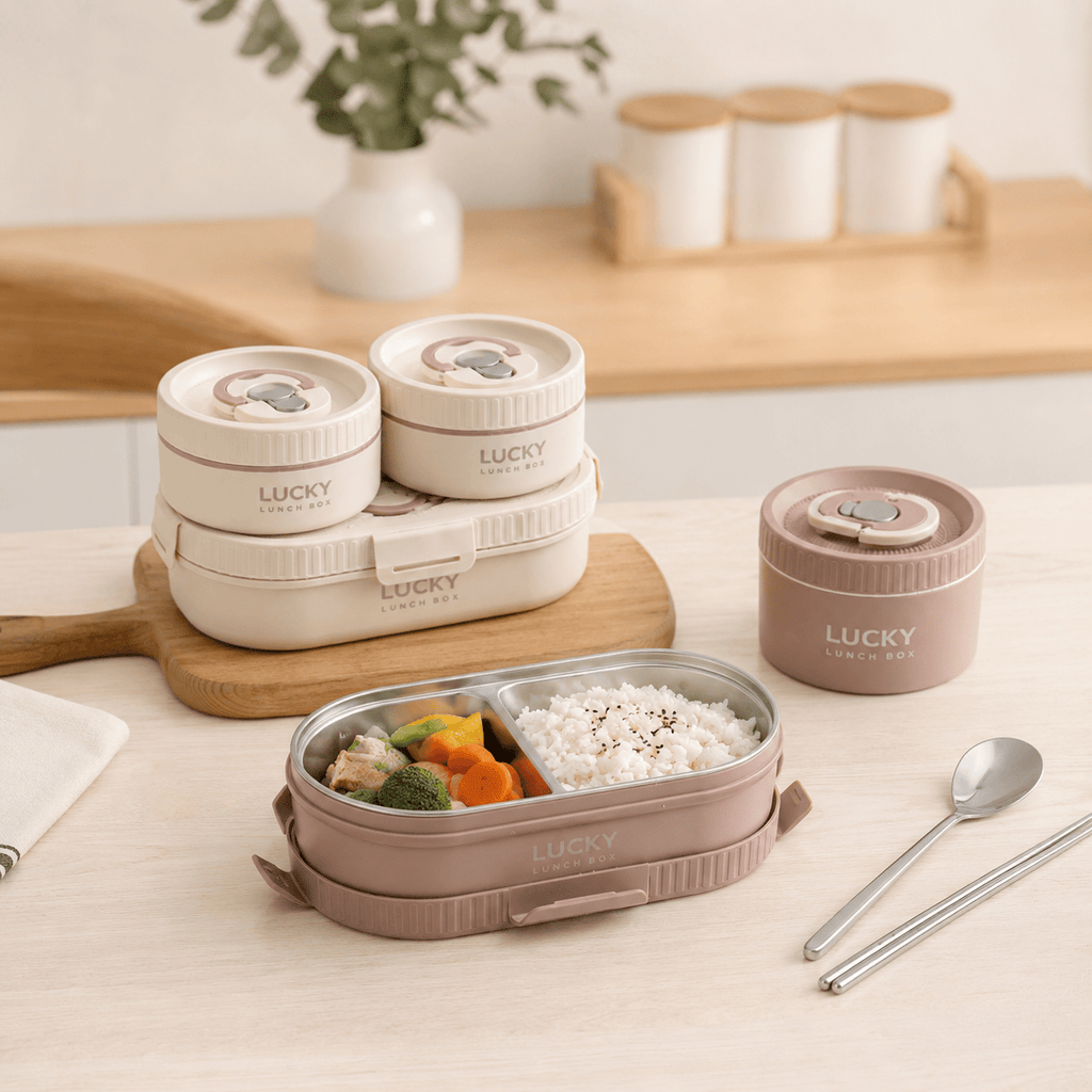 Flexi Maison Lunch Box Isotherme Inox avec Sac et Couverts