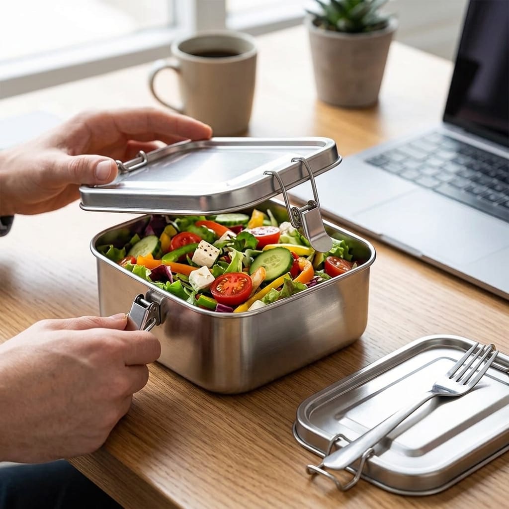 Flexi Maison Lunch Box Rectangulaire en Acier Inoxydable
