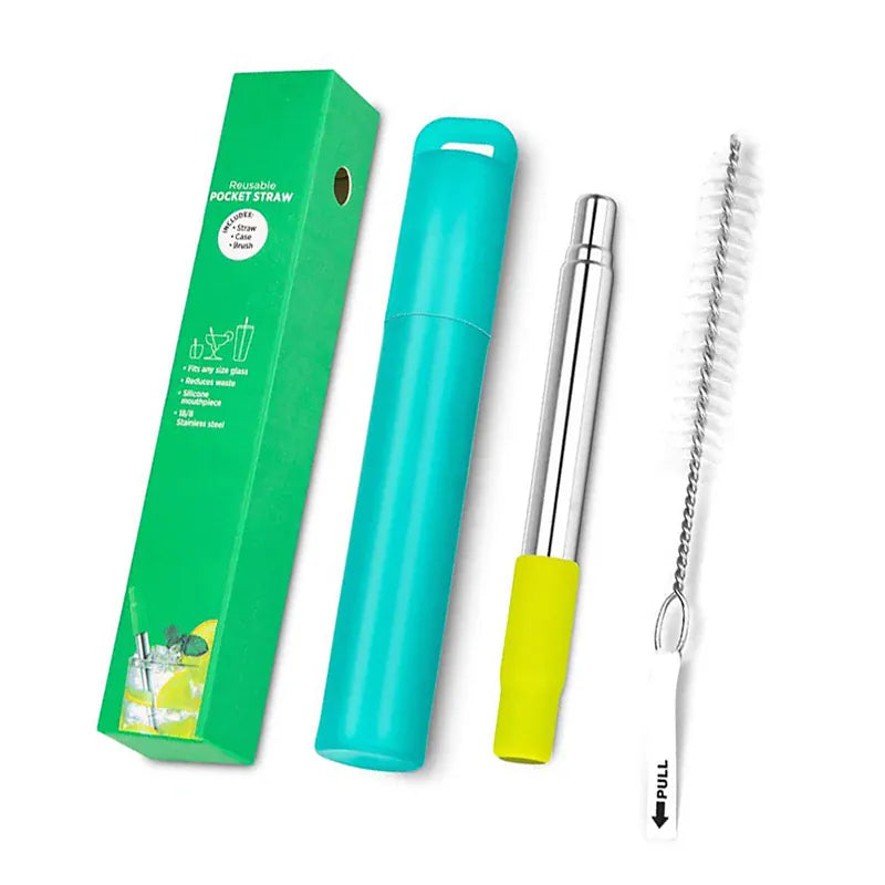 Flexi Maison Paille Télescopique En Acier Inoxydable