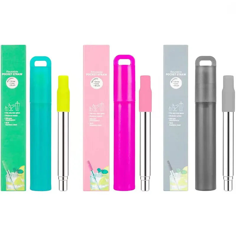 Flexi Maison Paille Télescopique En Acier Inoxydable