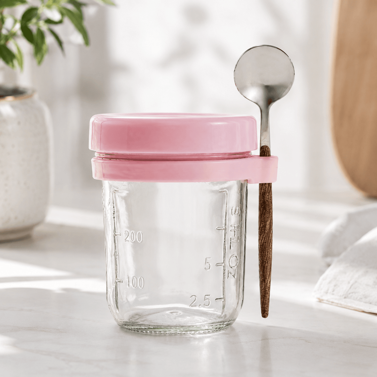 Flexi Maison Petit Pot En Verre Avec Couvercle Et Cuillère