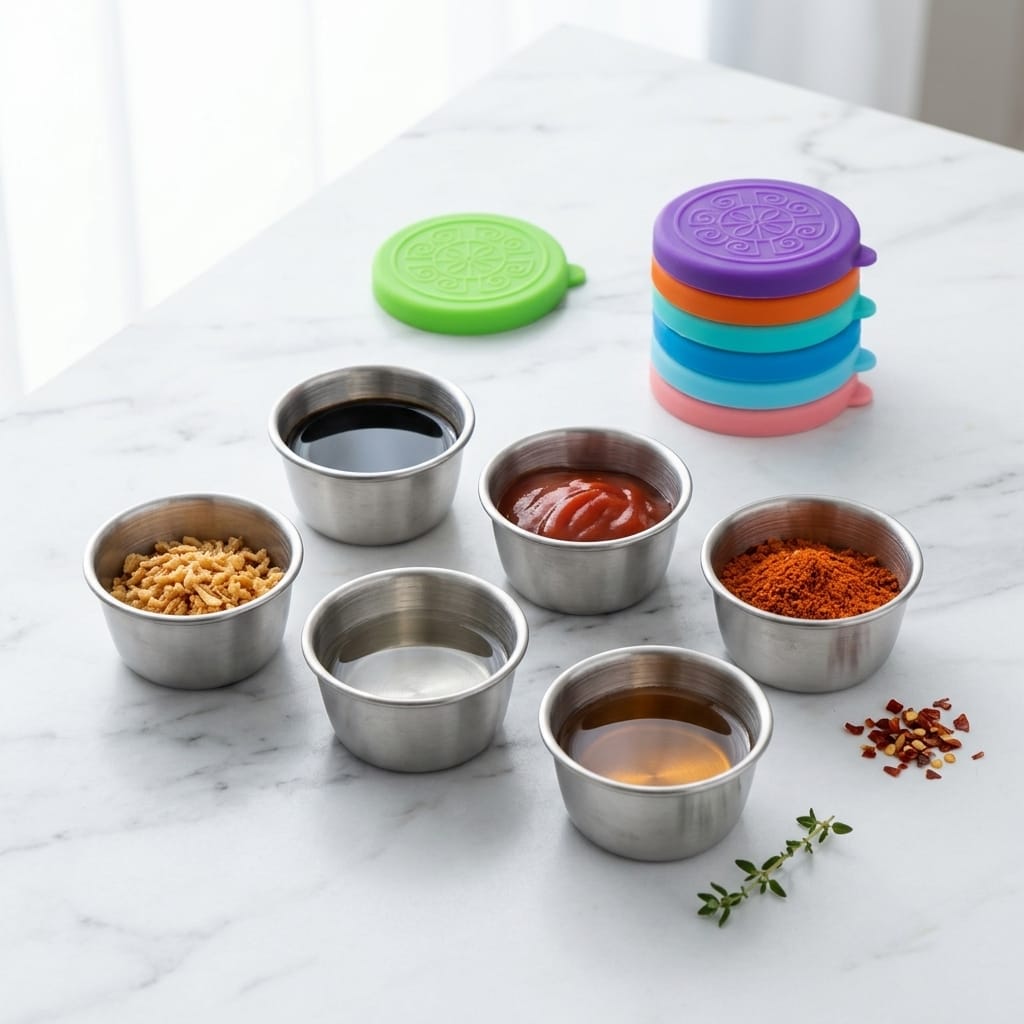 Flexi Maison Petits Récipients Pour Sauce En Acier Inoxydable Avec Couvercle