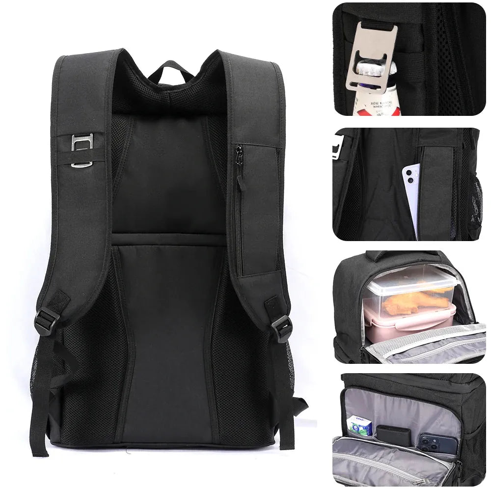 Flexi Maison Sac à dos glacière isotherme noir à double compartiment pour pique-nique
