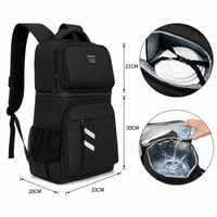 Flexi Maison Sac à dos glacière isotherme noir à double compartiment pour pique-nique