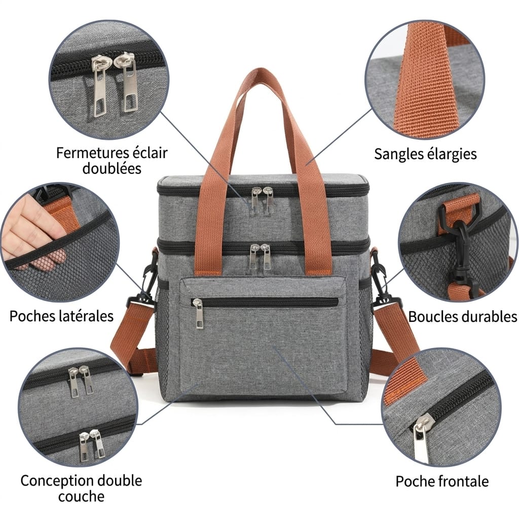 Flexi Maison Sac Repas Isotherme Double Compartiment